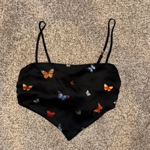 Silk butterfly crop top